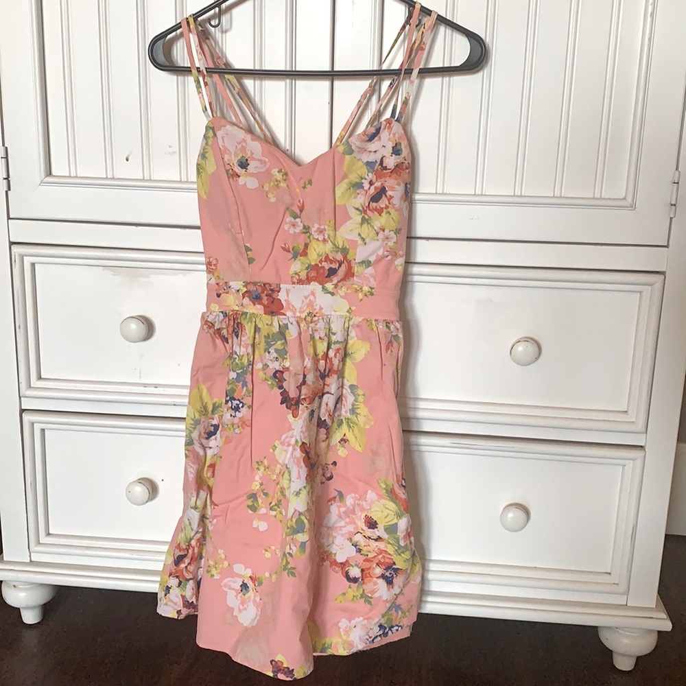 Coral floral dress